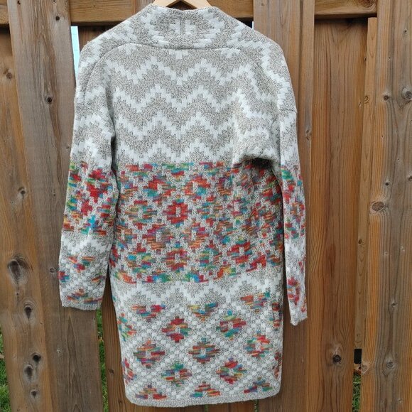 Dreamers Cardigan Open Front Aztec Pattern S/M Duster Sweater - Picture 5 of 6